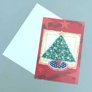 NWT Fantus Paper Products Patriotic Christmas Card 6.75” x 4.75”